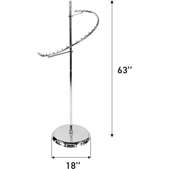 Sleek Chrome Spiral Clothing Rack - 29 Ball Retail Clothing Display Stand - 63"H - Picture 2 of 8